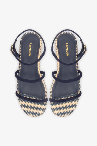 Flatform Gio Camurça Azul Flatform Larroudé