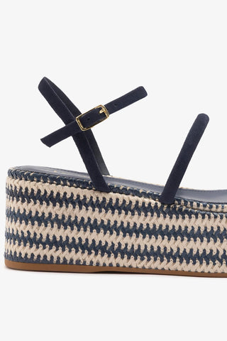 Flatform Gio Camurça Azul Flatform Larroudé