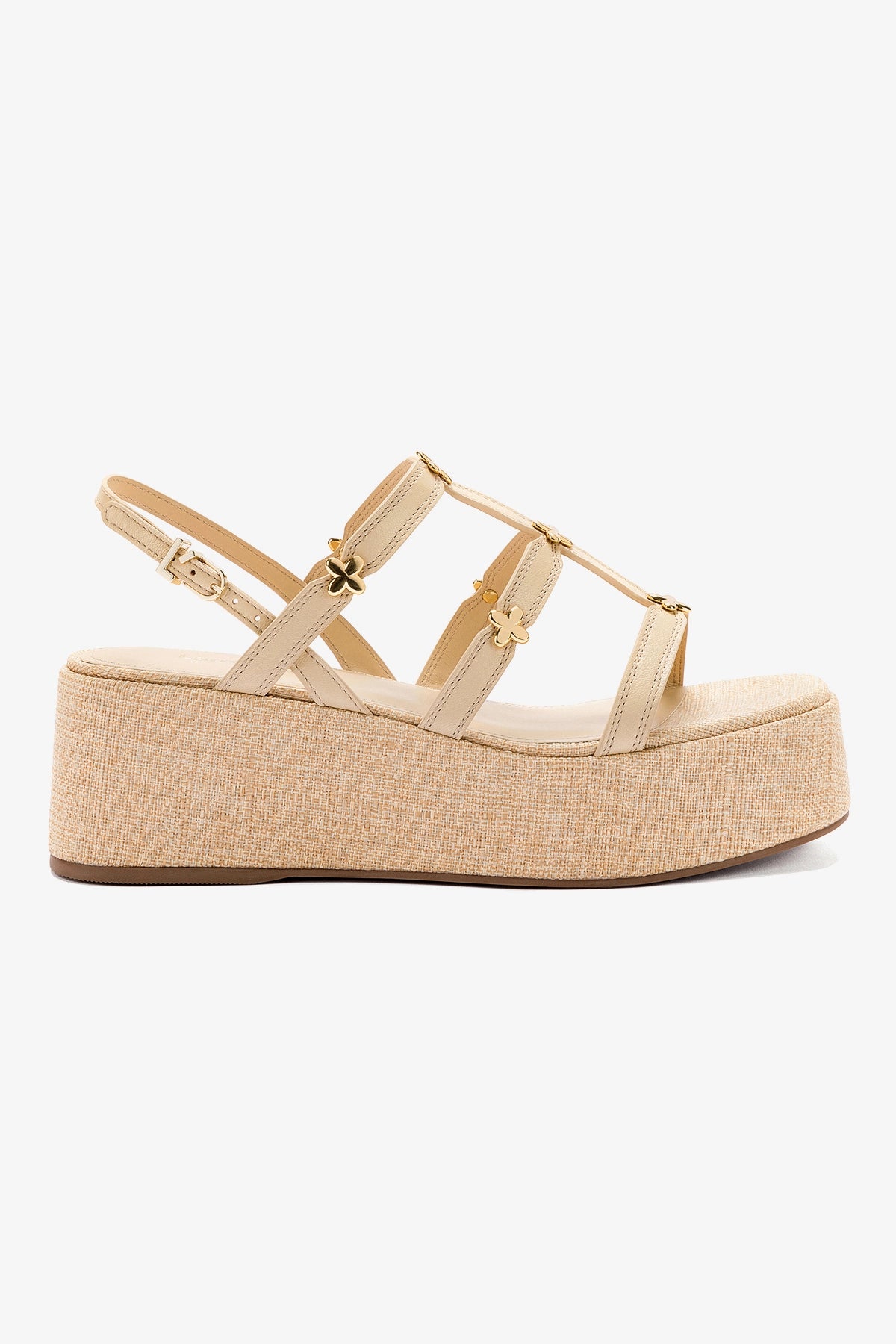 Harmony Flatform Sandal In Beige Raffia