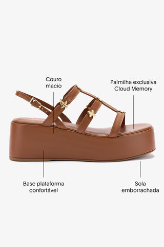 Flatform Harmony Couro Caramelo