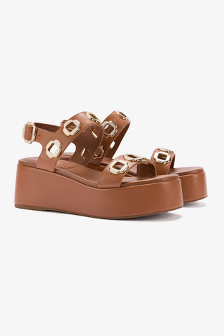 Flatform Milan Couro Caramelo