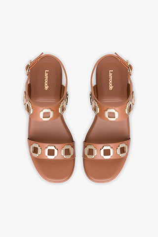 Flatform Milan Couro Caramelo