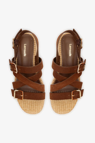 Flatform Patti Camurça Marrom Sandal Larroudé
