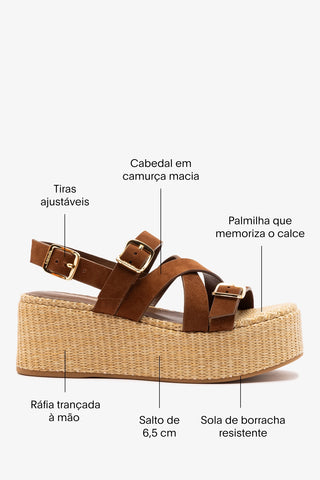 Flatform Patti Camurça Marrom Sandal Larroudé