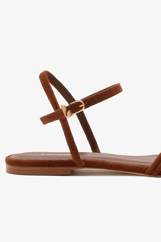 Sandália Flat Annie Camurça Marrom
