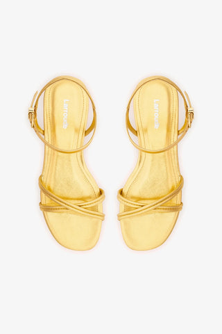 Sandália Flat Annie Couro Dourado