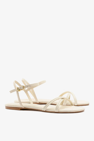 Sandália Flat Annie Couro Off White