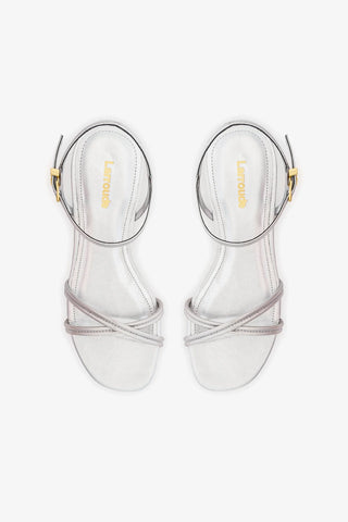 Sandália Flat Annie Couro Prateado