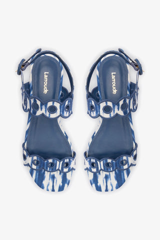 Sandália Flat Florence Ráfia Tie Dye Azul Womens - Shoes - Flats Larroudé