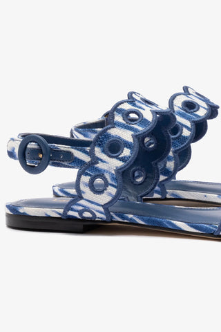 Sandália Flat Florence Ráfia Tie Dye Azul