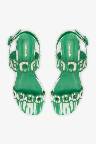 Sandália Flat Florence Ráfia Tie Dye Verde Womens - Shoes - Flats Larroudé