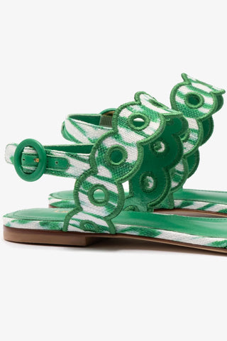 Sandália Flat Florence Ráfia Tie Dye Verde
