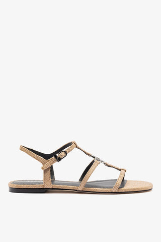 Sandália Flat Hana Ráfia Bege Womens - Shoes - Flats Larroudé