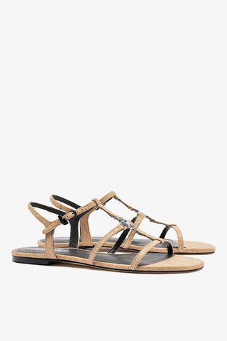 Sandália Flat Hana Ráfia Bege Womens - Shoes - Flats Larroudé