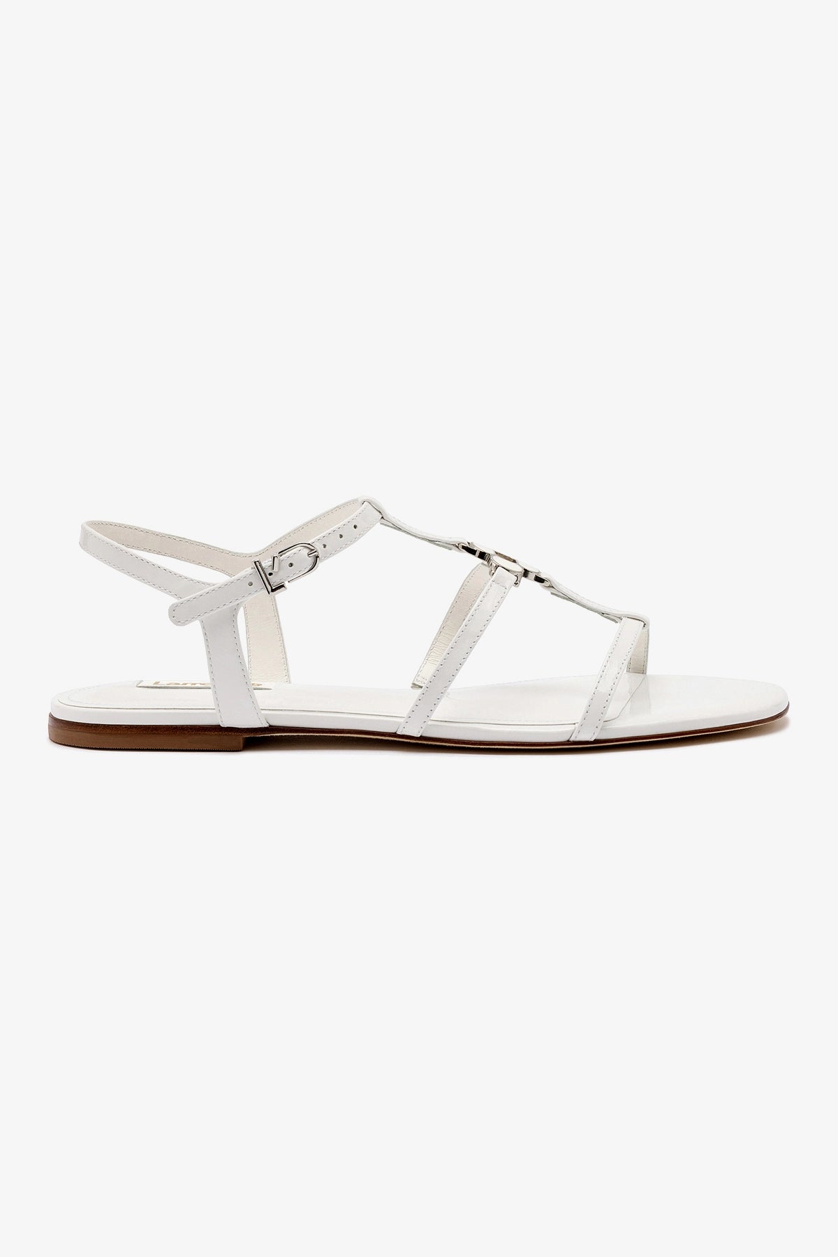 Hana Flat In White Patent Leather