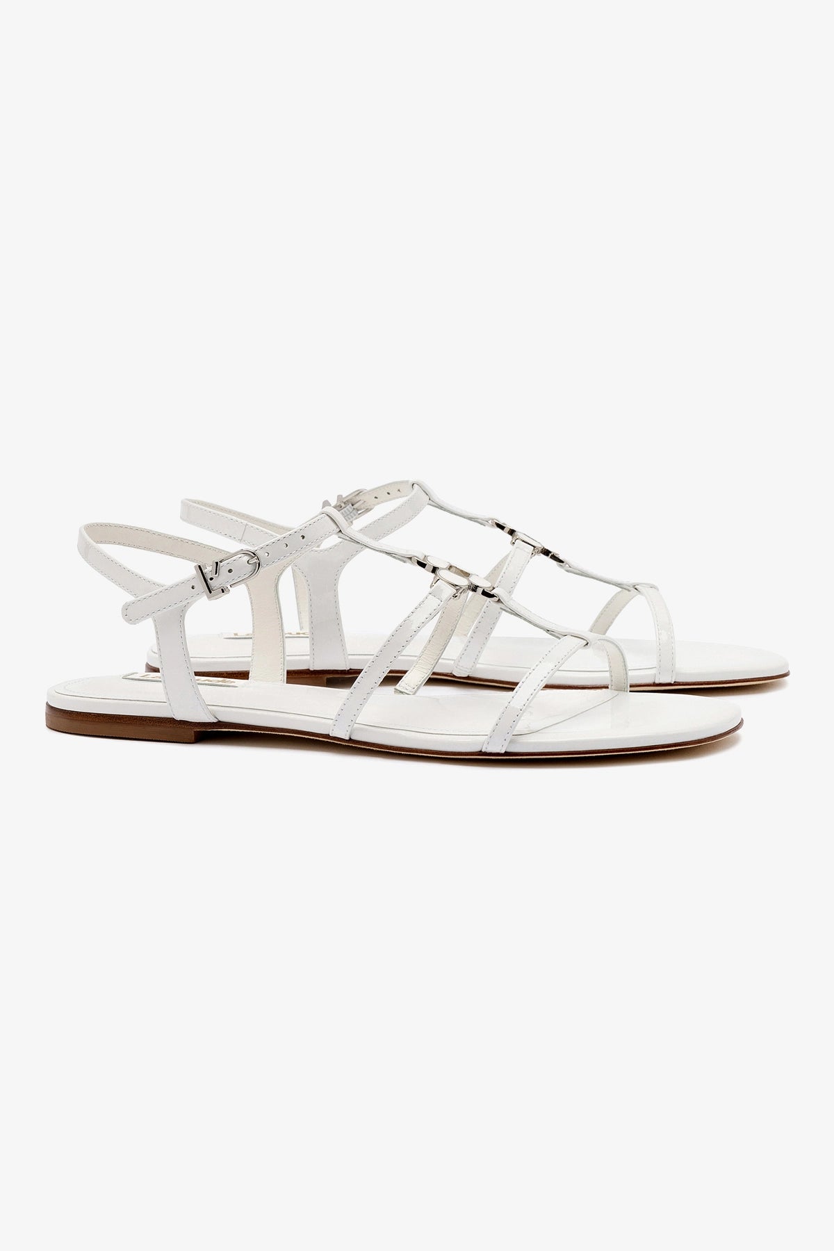 Hana Flat In White Patent Leather