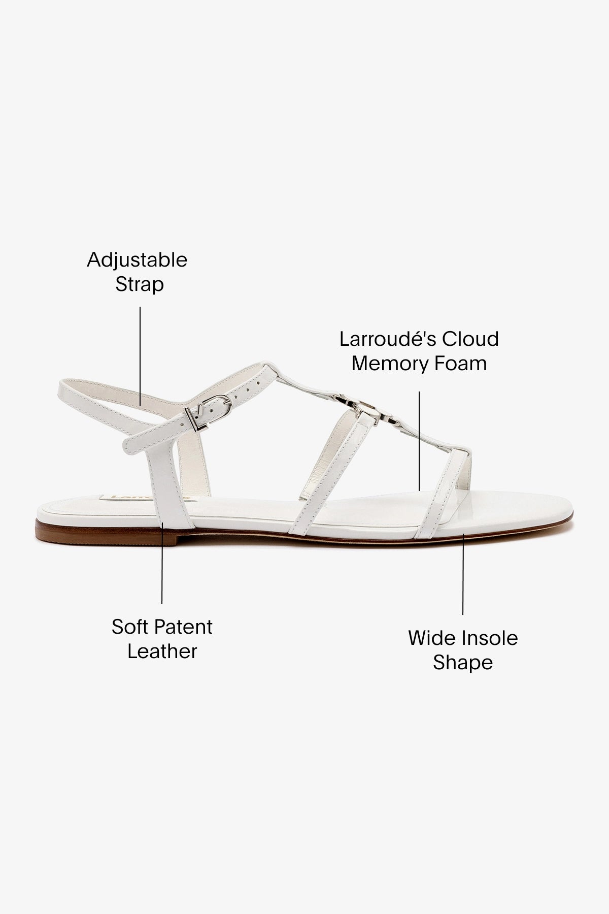 Hana Flat In White Patent Leather