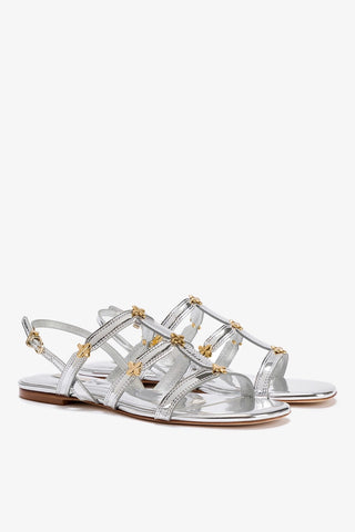 Sandália Flat Harmony Espelhado Prateado Womens - Shoes - Flats Larroudé