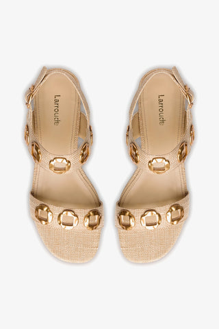 Sandália Flat Milan Ráfia Bege