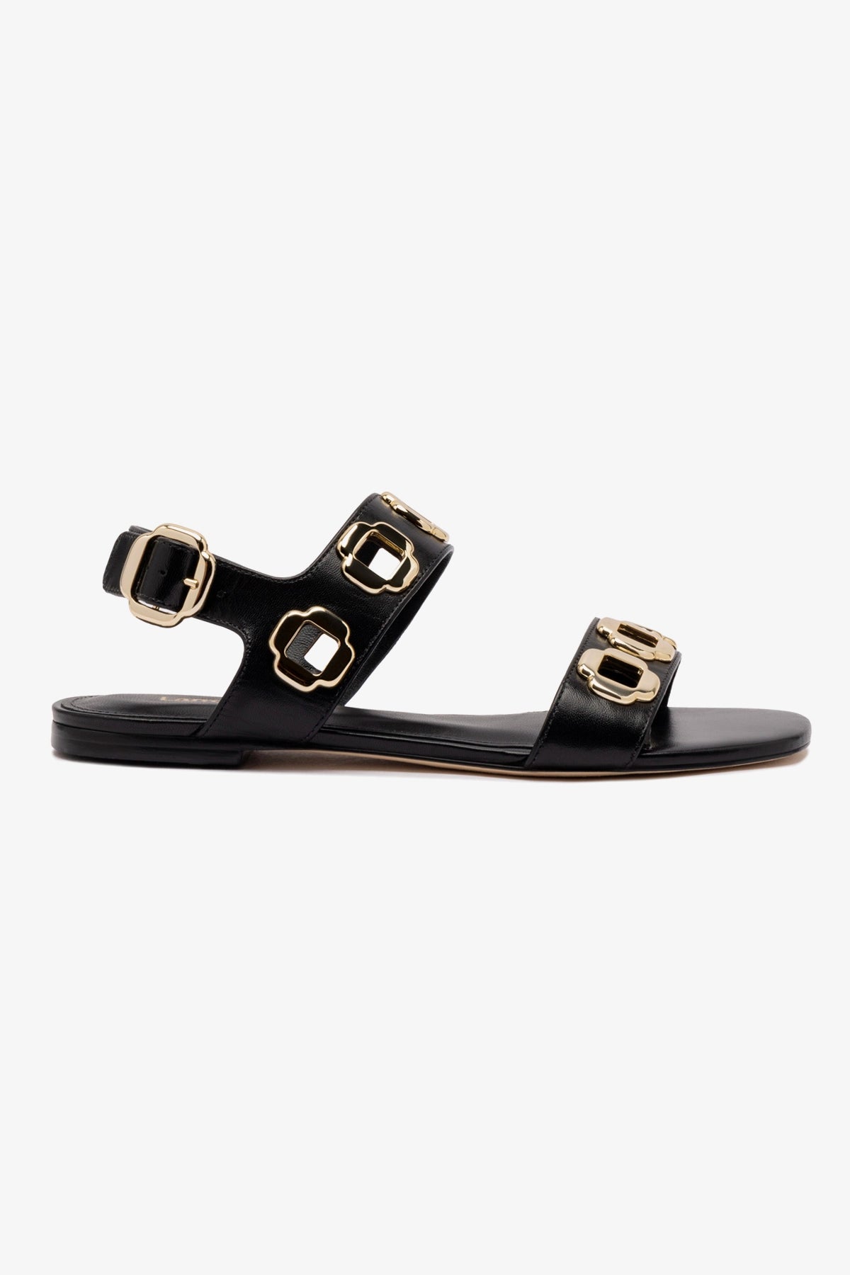 Milan Flat Sandal In Black Leather