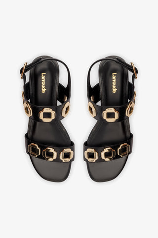 Milan Flat Sandal In Black Leather