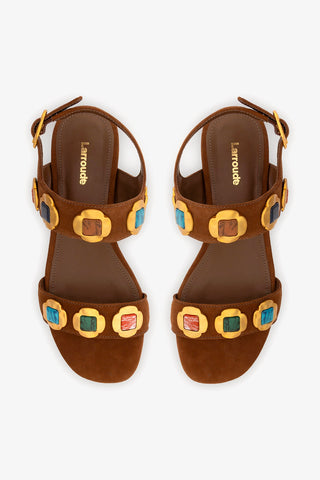 Sandália Flat Milan Gioiello Camurça Marrom