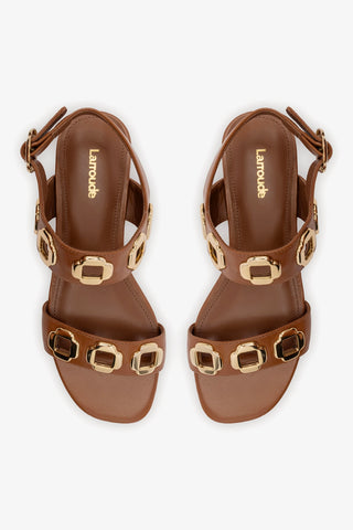 Sandália Flat Milan Couro Caramelo