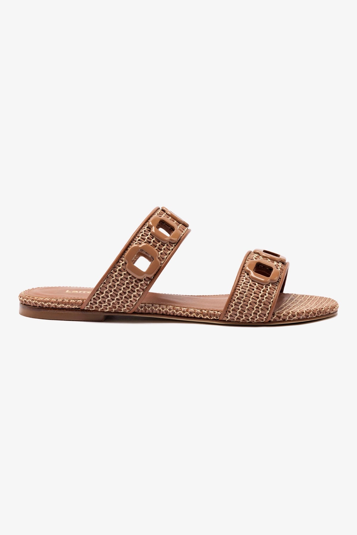 Milan Flat Mule In Caramel Wave Raffia