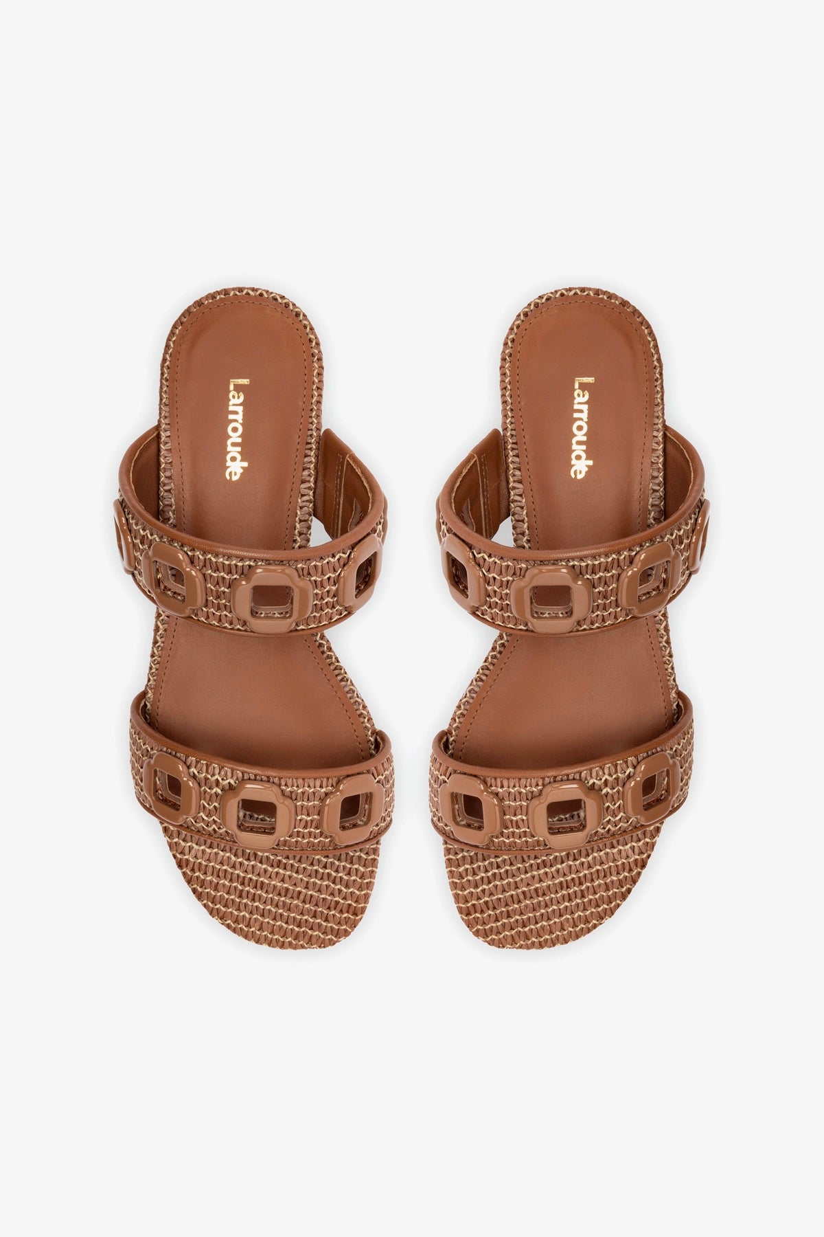 Milan Flat Mule In Caramel Wave Raffia