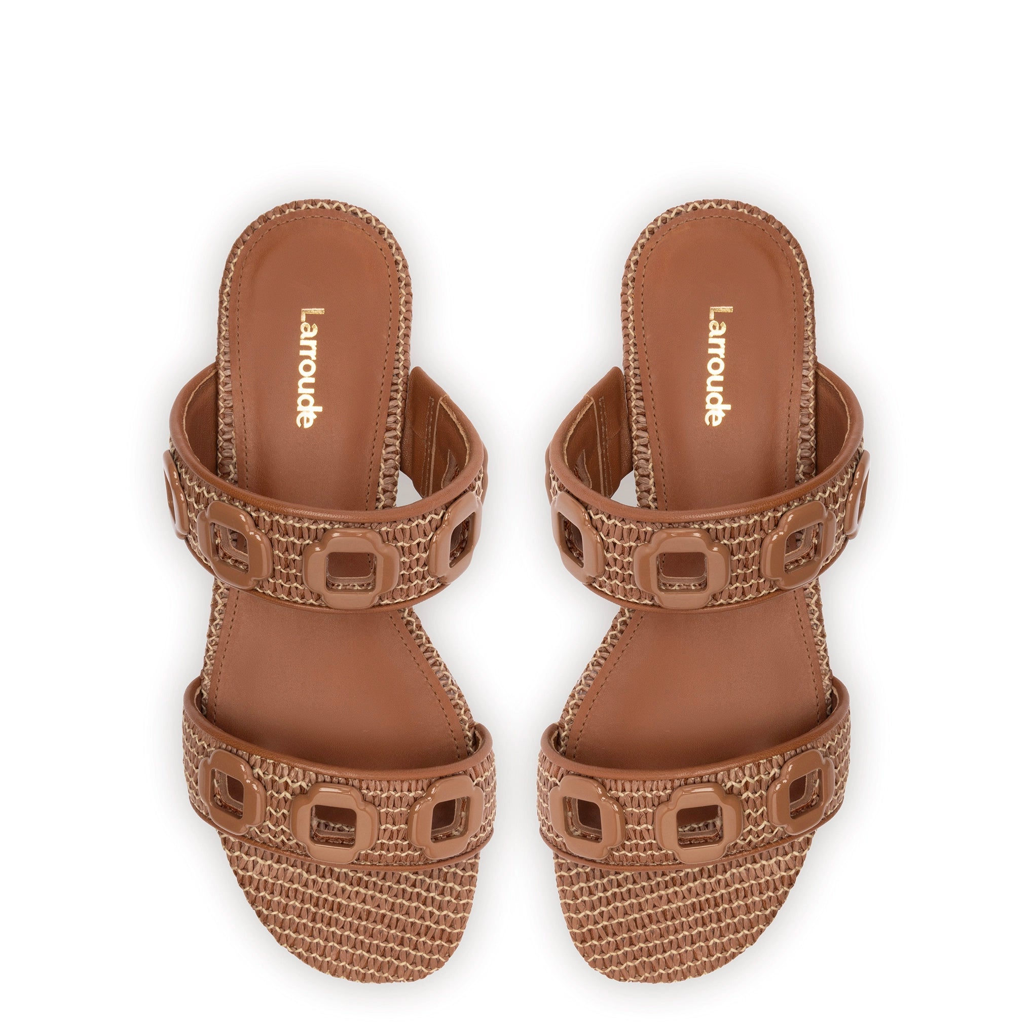 Milan Flat Mule In Caramel Wave Raffia