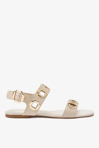 Sandália Flat Milan Couro Off White