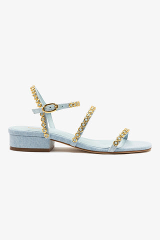 Sandália Flat Milanina Jeans Azul