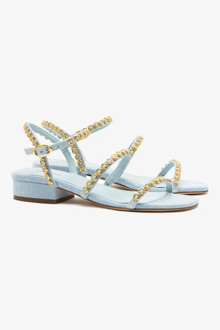 Sandália Flat Milanina Jeans Azul