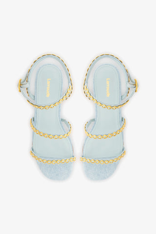 Sandália Flat Milanina Jeans Azul