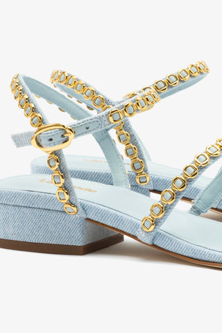 Sandália Flat Milanina Jeans Azul