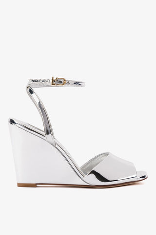 Sandália Anabela Yves Espelhado Prateado