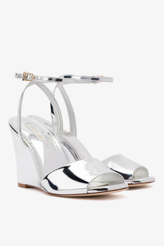Sandália Anabela Yves Espelhado Prateado