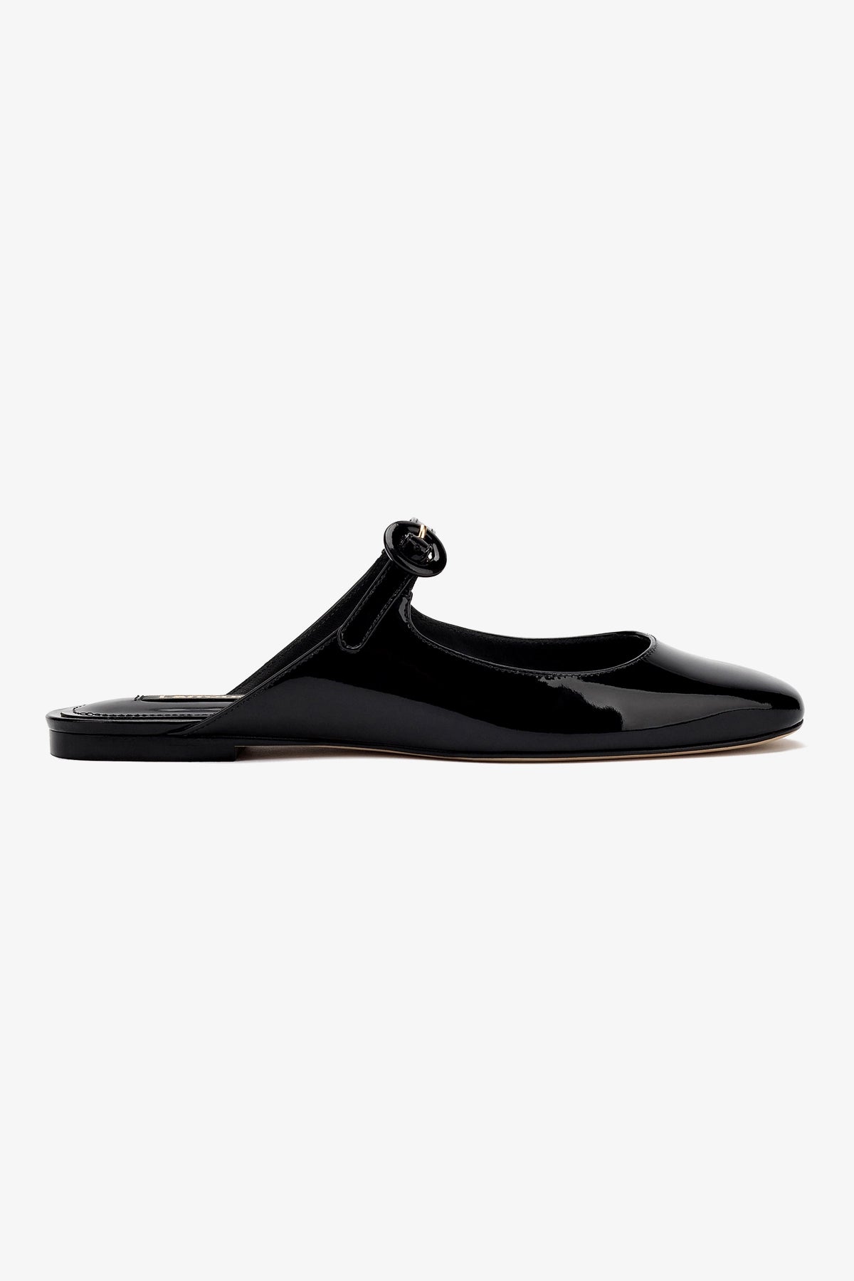 Blair Flat Mule In Black Patent Leather