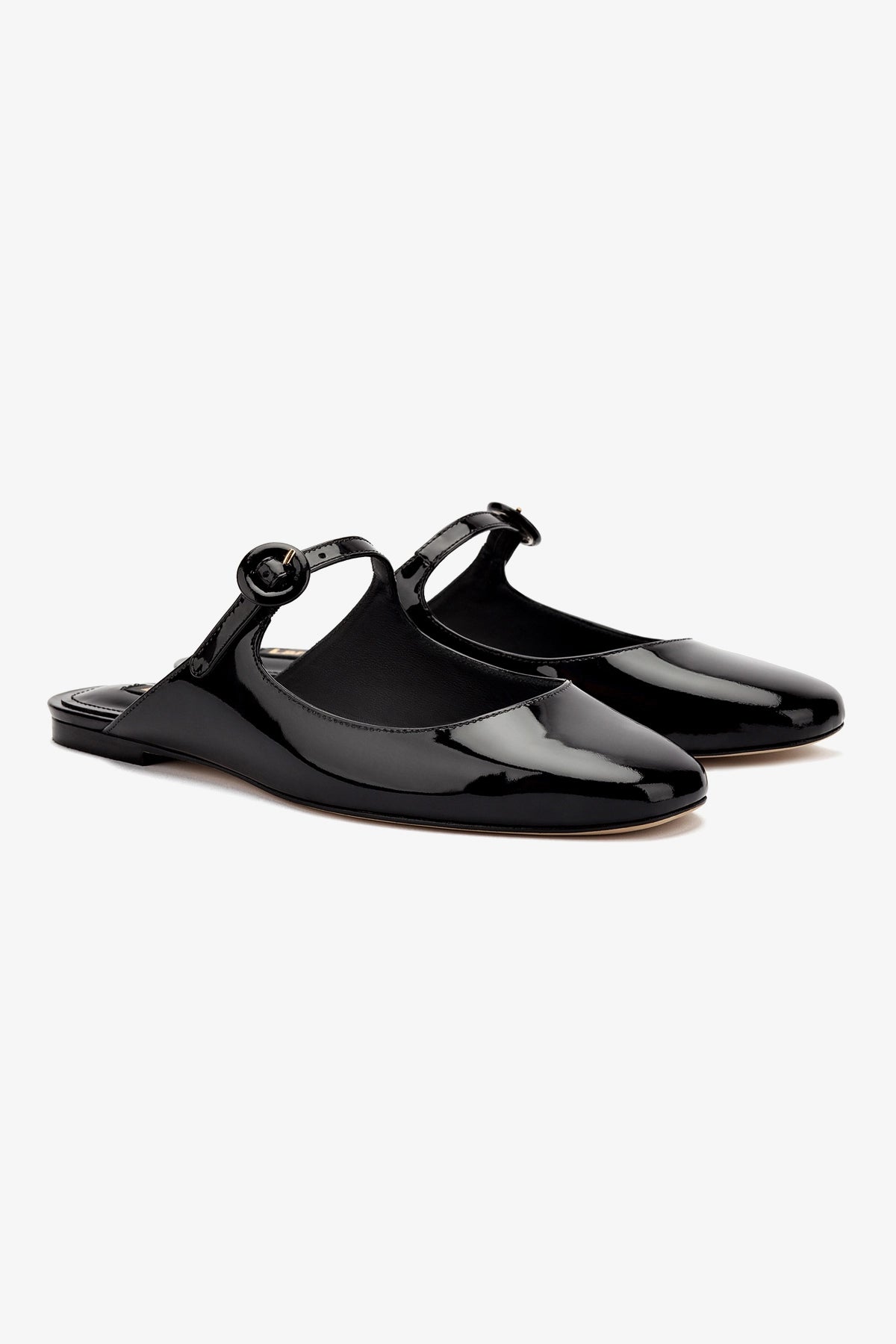 Blair Flat Mule In Black Patent Leather