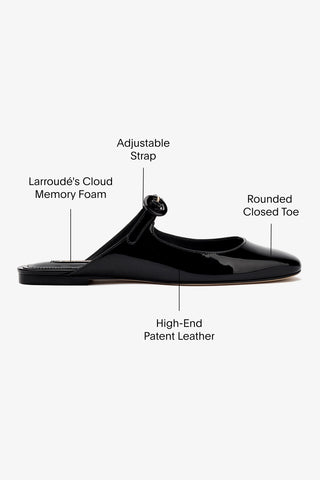 Blair Flat Mule In Black Patent Leather