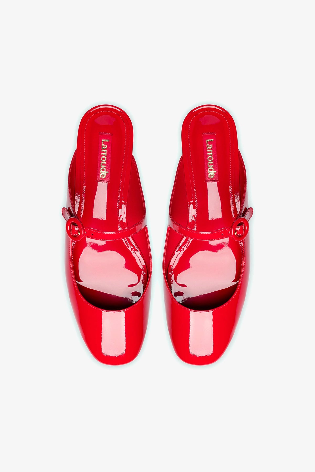 Blair Flat Mule In Scarlet Patent Leather