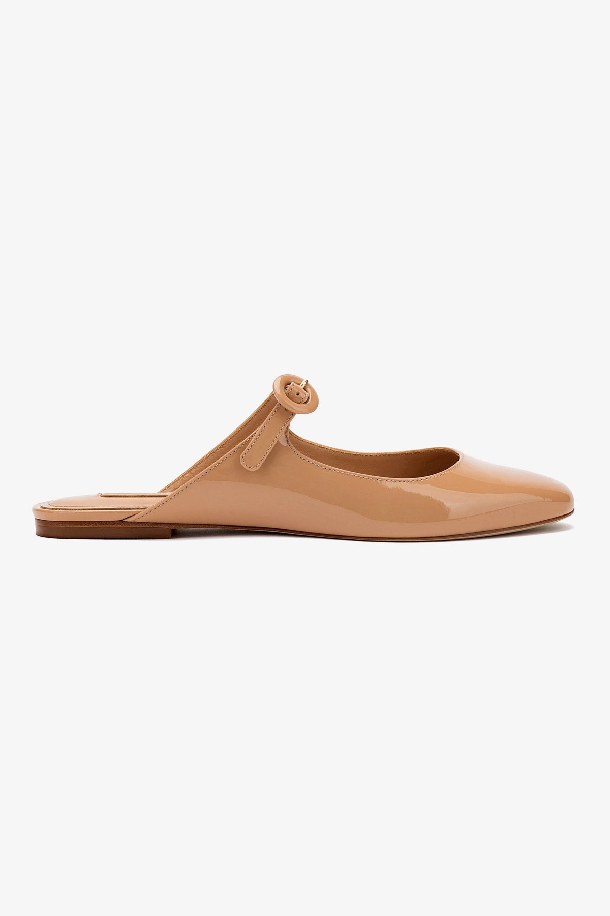 Blair Flat Mule In Tan Patent Leather