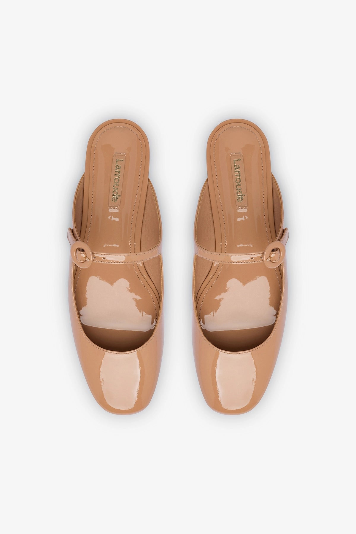 Blair Flat Mule In Tan Patent Leather