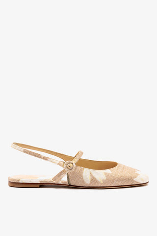 Sapatilha Georgina Ráfia Estampada Bege