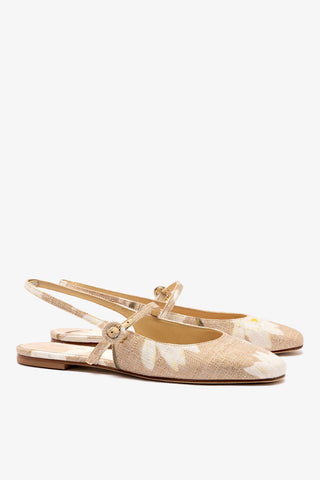 Sapatilha Georgina Ráfia Estampada Bege