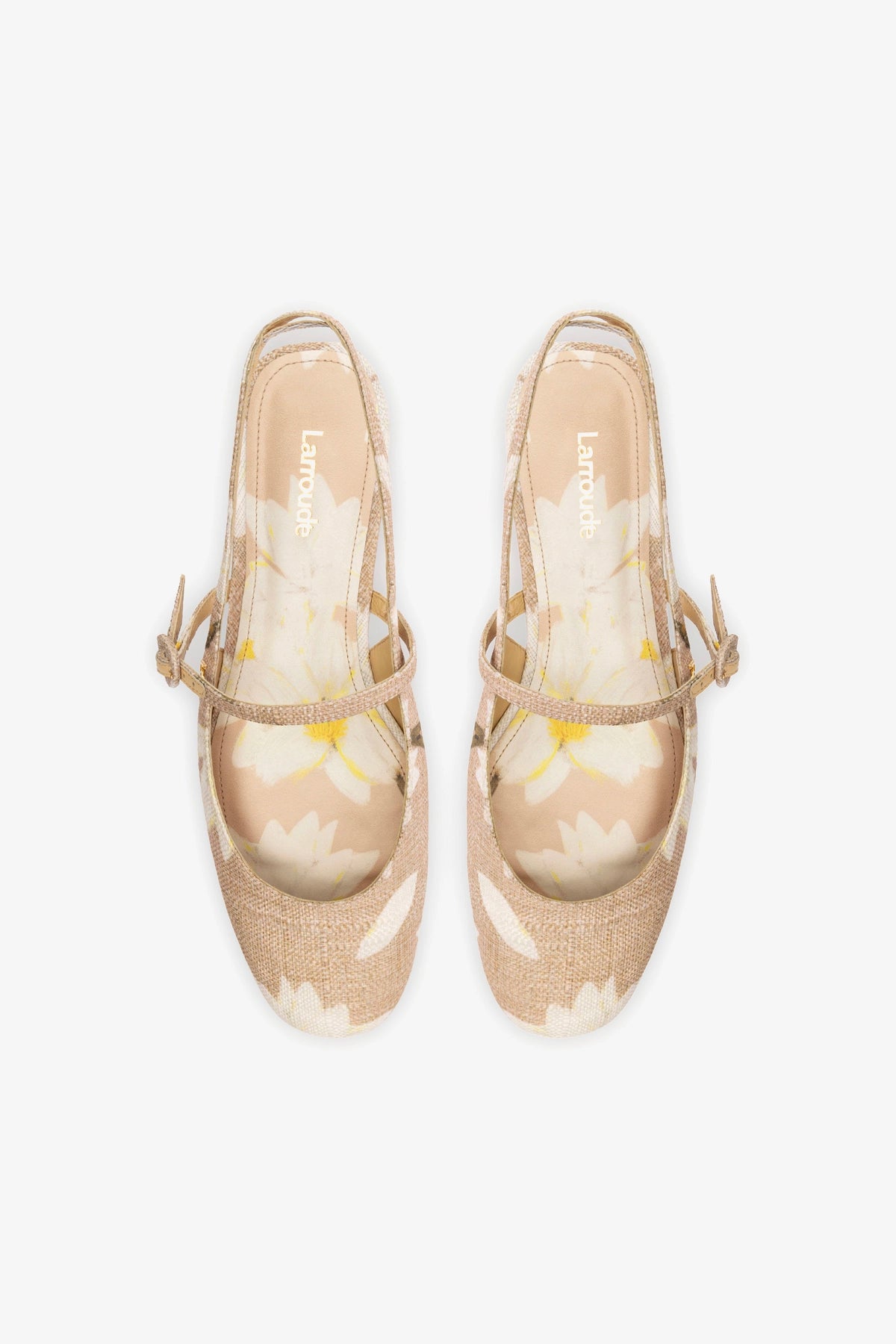 Georgina Ballet Flat In Beige Printed Raffia