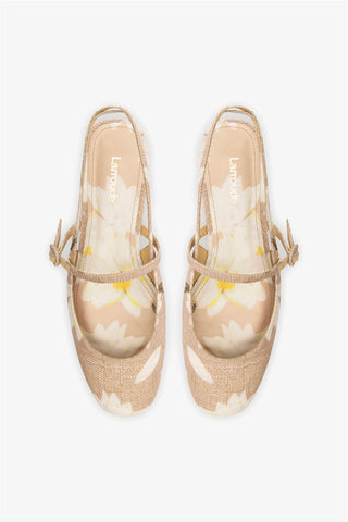 Sapatilha Georgina Ráfia Estampada Bege