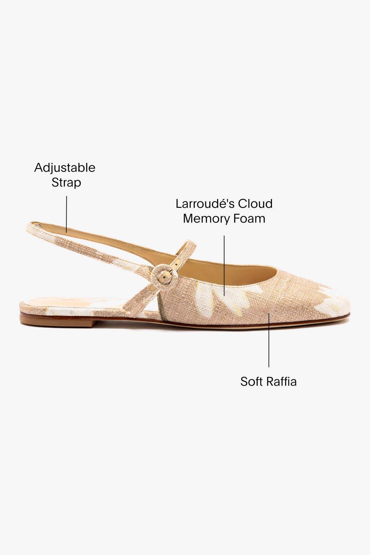 Georgina Ballet Flat In Beige Printed Raffia