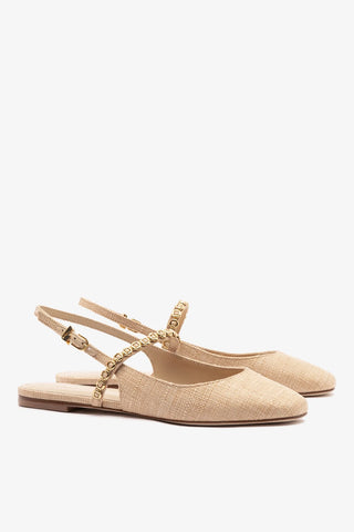 Sapatilha Georgina Milanina Ráfia Bege Womens - Shoes - Flats Larroudé