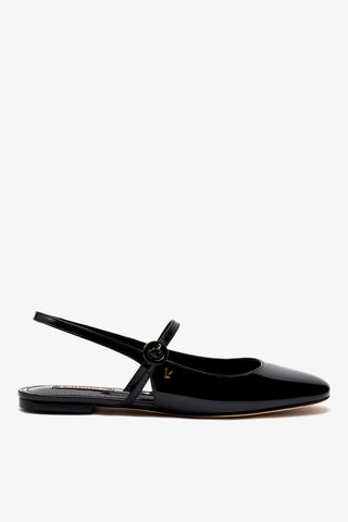 Sapatilha Georgina Couro Verniz Preto Womens - Shoes - Flats Larroudé